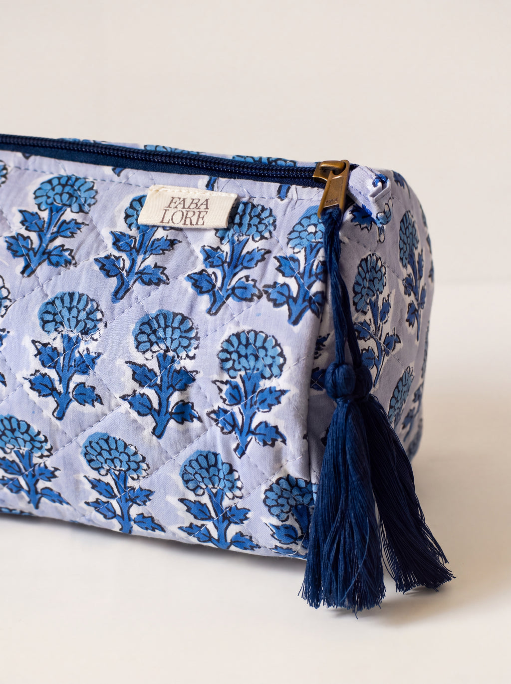 Indigo Bloom Quilted Pouches