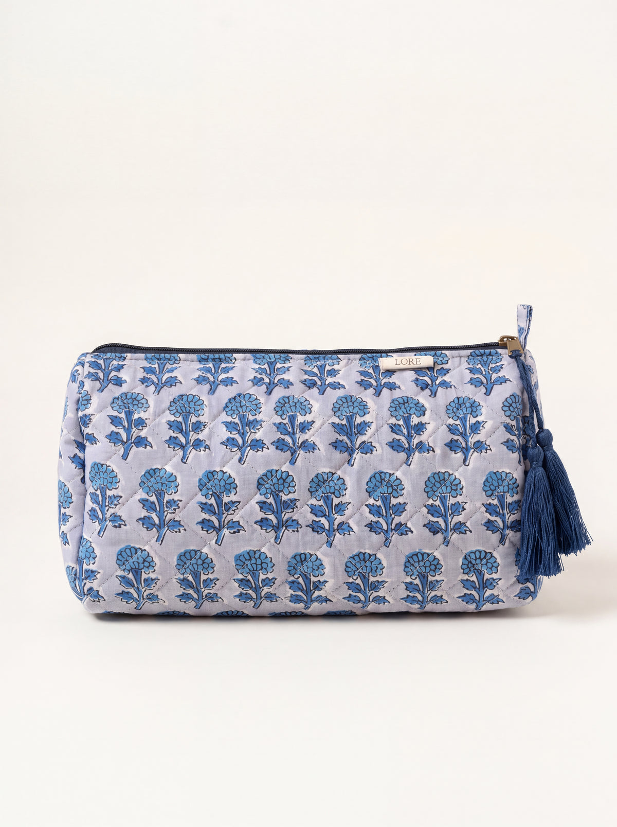 Indigo Bloom Quilted Pouches