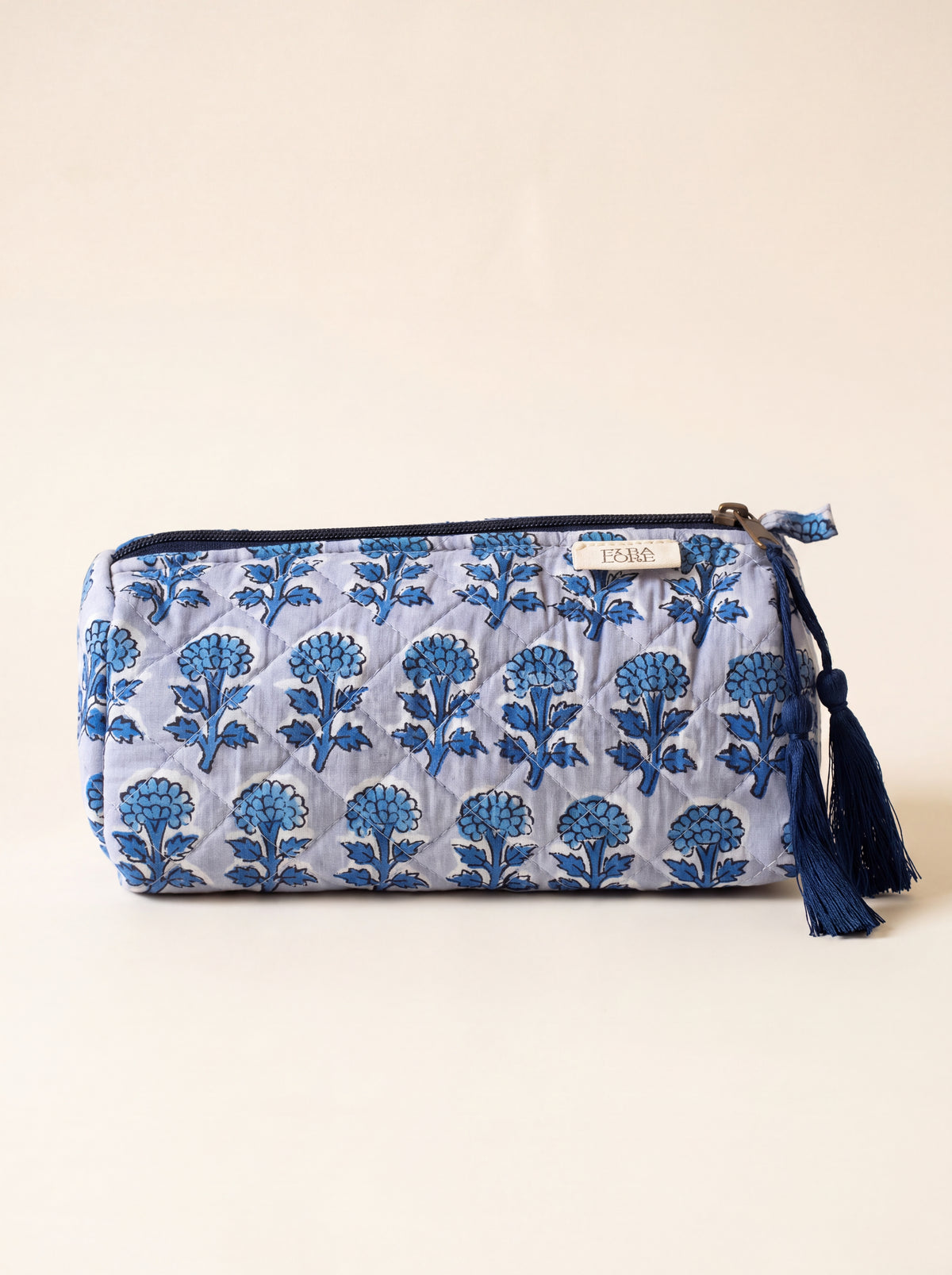 Indigo Bloom Quilted Pouches