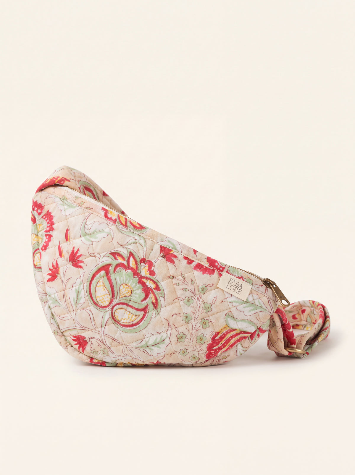 Fabalore Meadow quilted floral sling bag with adjustable strap